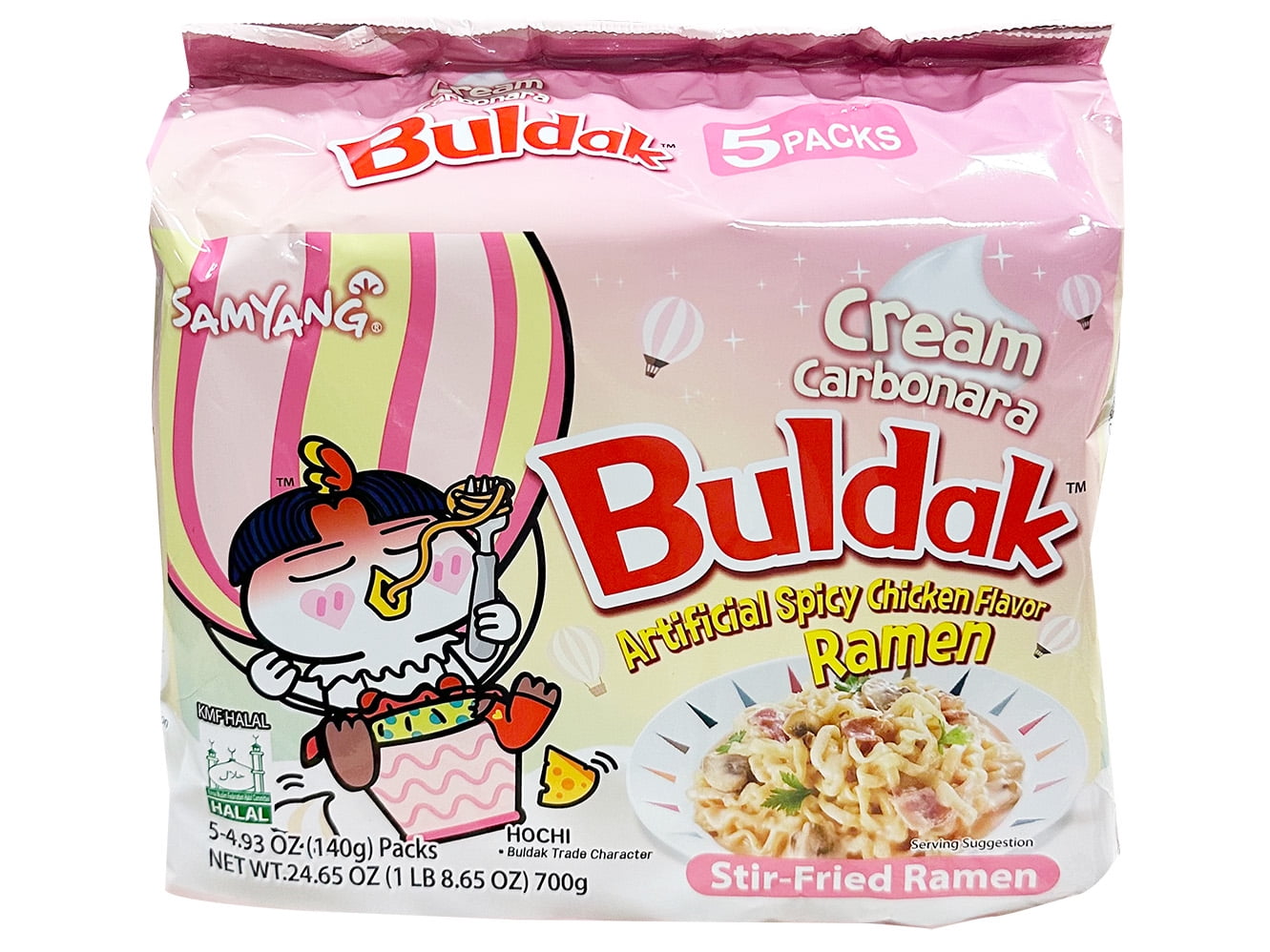 【5 Packs】Samyang Buldak Cream Carbonara Hot Chicken Flavor Ramen Stir-Fried Korean Hot Noodle Challenge