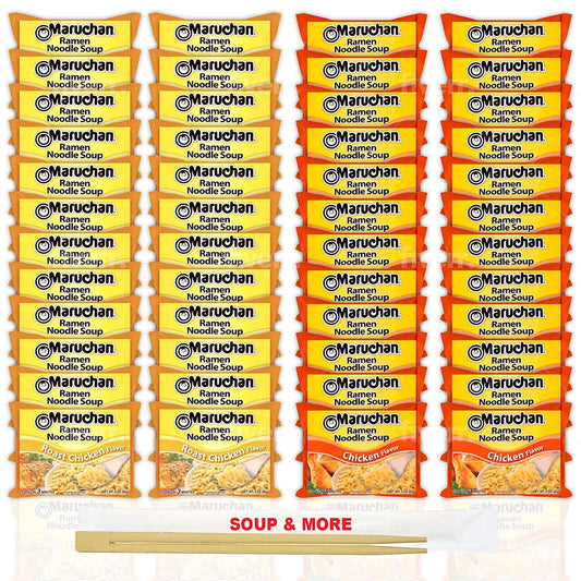 Maruchan Ramen Instant Noodle Soup Variety, 2 Flavors - 24 Packs Roast Chicken & 24 Packs Chicken , 3 Ounce Single Servings Lunch / Dinner Variety