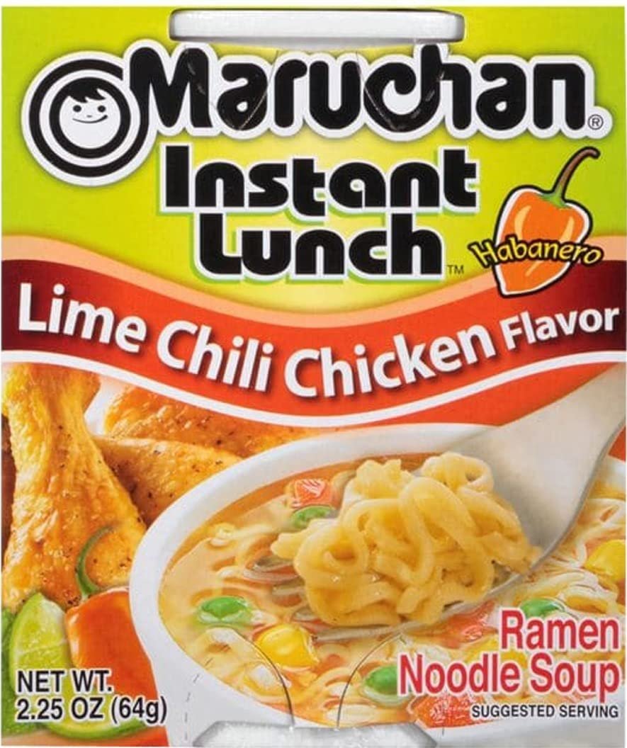 Maruchan Ramen Instant Cup Noodles 12 Count - 6 Beef Flavor & 6 Lime Chili Shrimp Flavor Lunch / Dinner Variety, 2 Flavors