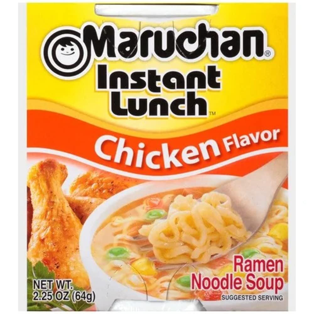 Maruchan Ramen Cup Noodles Instant 24 Count - 12 Hot and Spicy Shrimp cups & 12 Chicken cups Lunch / Dinner Variety, 2 Flavors