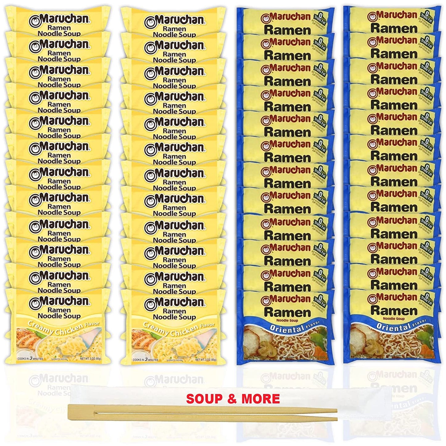 Maruchan Ramen Instant Noodle Soup Variety, 2 Flavors - 24 Packs Creamy Chicken & 24 Packs Oriental , 3 Ounce Single Servings Lunch / Dinner Variety