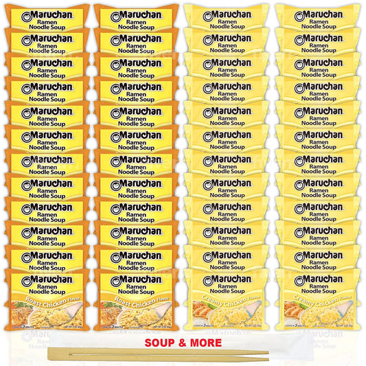 Maruchan Ramen Instant Noodle Soup Variety, 2 Flavors - 24 Packs Roast Chicken & 24 Packs Creamy Chicken , 3 Ounce Single Servings Lunch / Dinner Variety