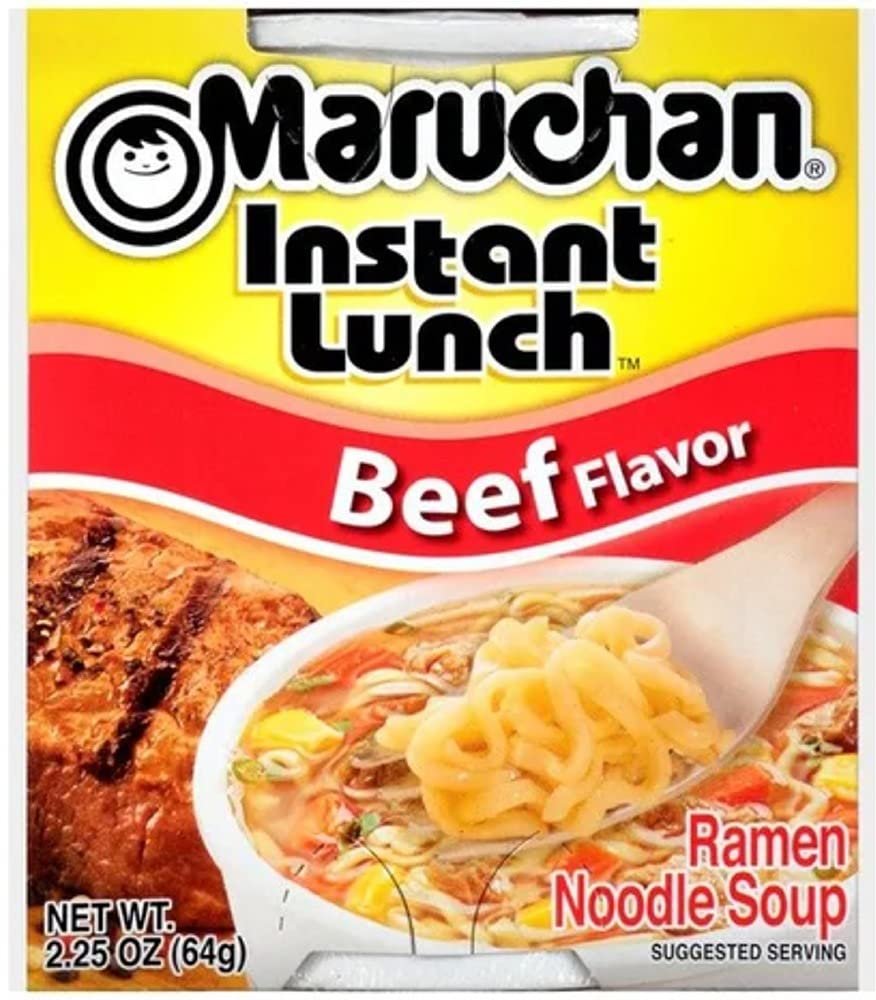 Maruchan Ramen Cup Noodles Instant 24 Count - 12 Beef cups & 12 Chicken cups Lunch / Dinner Variety, 2 Flavors