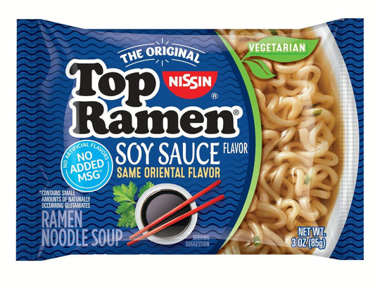 nissin top ramen - soy sauce flavor (pack of 24) formerly oriental flavor, same great flavor