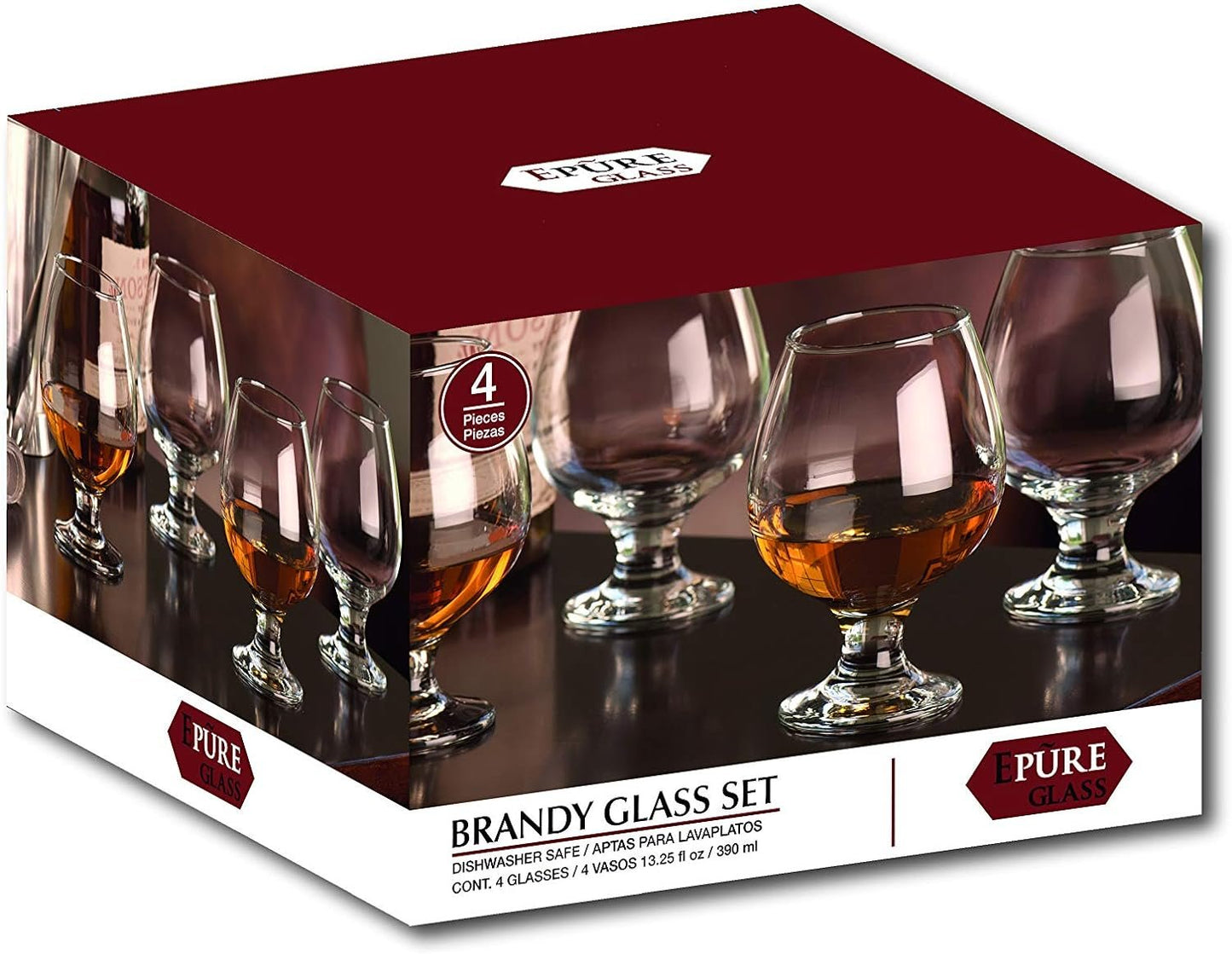 Ruthy's Outlet Brandy Wine Champagne Clear Glasses 13.25 oz 4 Pack Elegant Stemmed Champagne Glasses Sparkling Wine Glasses for Gift, Birthday,Parties,Wedding, Bar