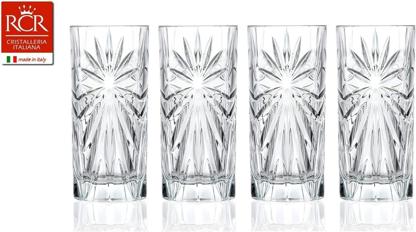 RCR Cristalleria Italiana Crystal Glass Drinkware Set (DOF Whiskey (10.65 oz) & Highball Tumbler (12 oz) - 12 Piece)