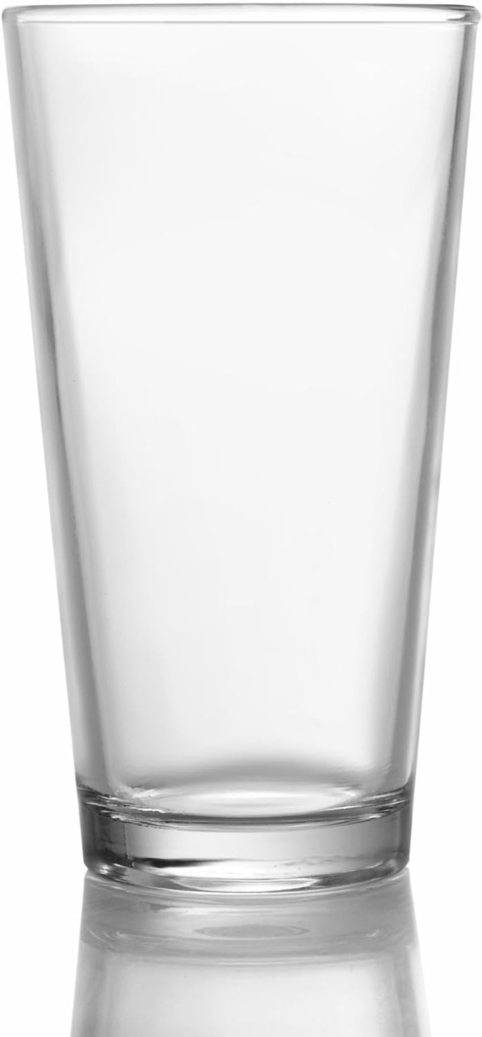 Ruthy's Outlet Drinking Glasses Set of 4 Glass Cups, 14 Oz. Basic Cooler Glassware, ideal for Water, Juice, Cocktails, Iced Tea and more. Dishwasher Safe.